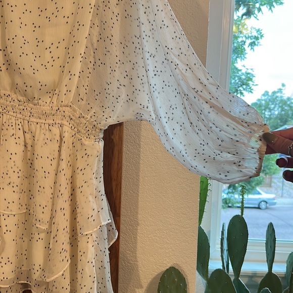 Flowy Mini Dress, Sinched Waist - Picture 2 of 5